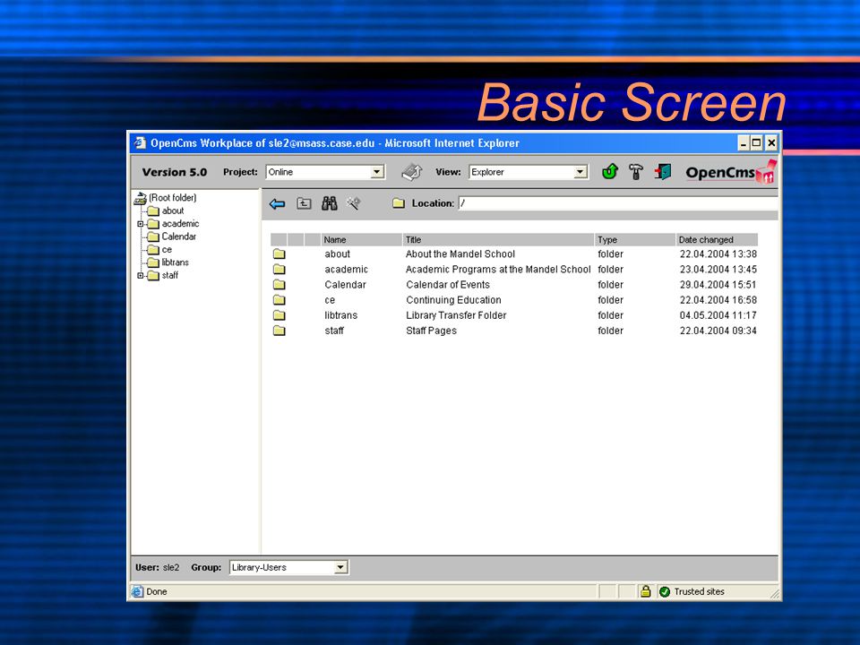 Basic Screen