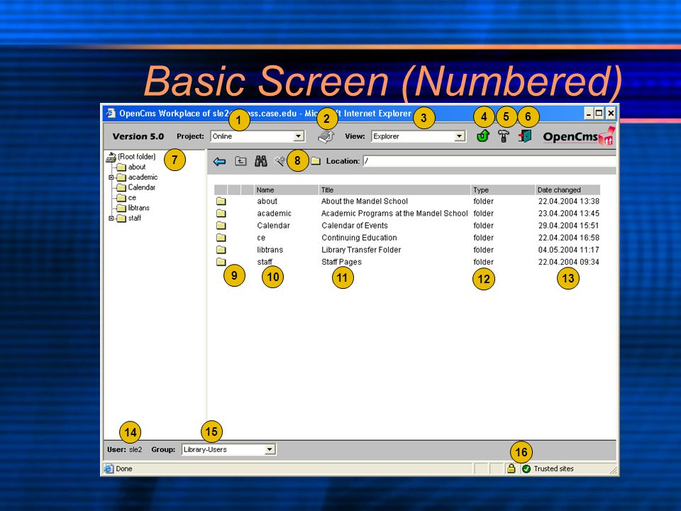 Basic Screen (Numbered)