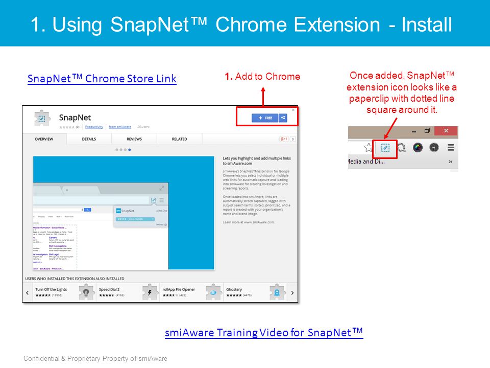 1. Using SnapNet™ Chrome Extension - Install 1.