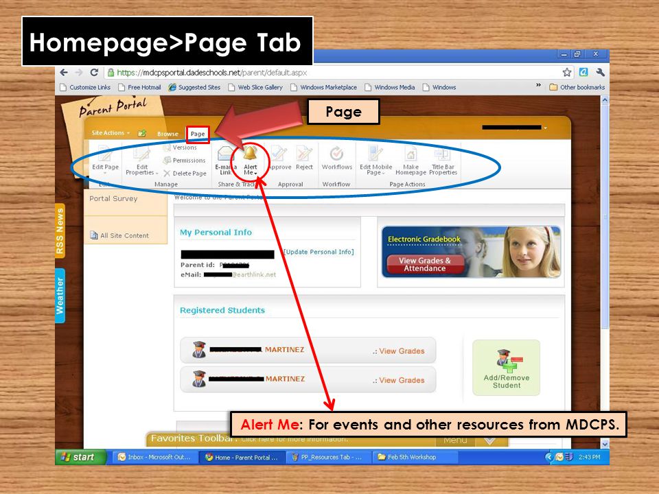 Homepage>Page Tab Page Alert Me: For events and other resources from MDCPS.