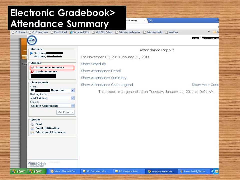 Electronic Gradebook> Attendance Summary