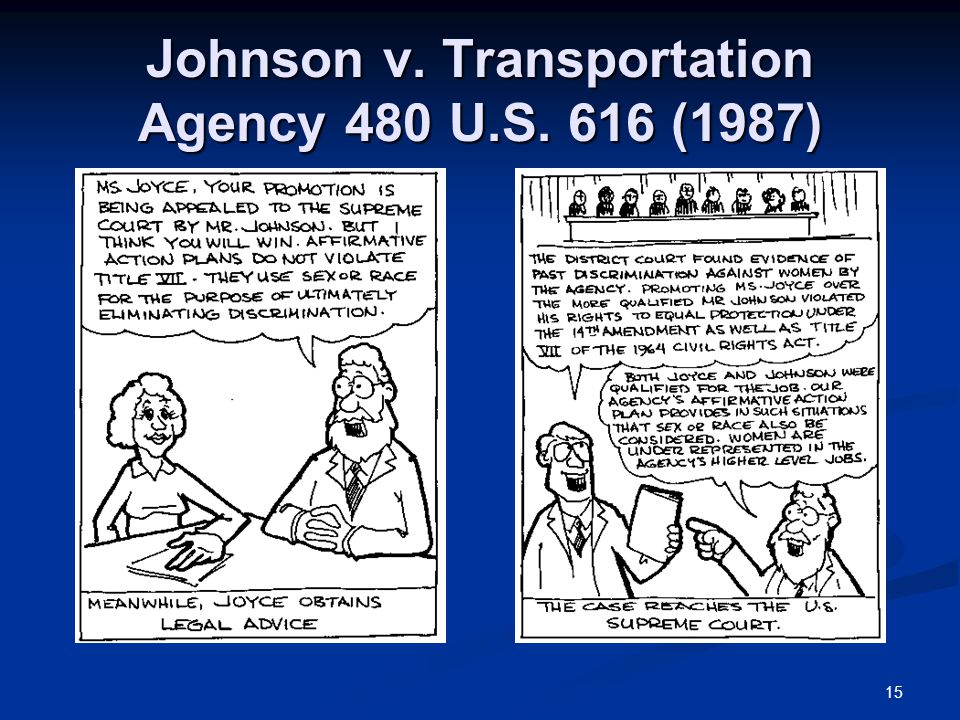 15 Johnson v. Transportation Agency 480 U.S. 616 (1987)