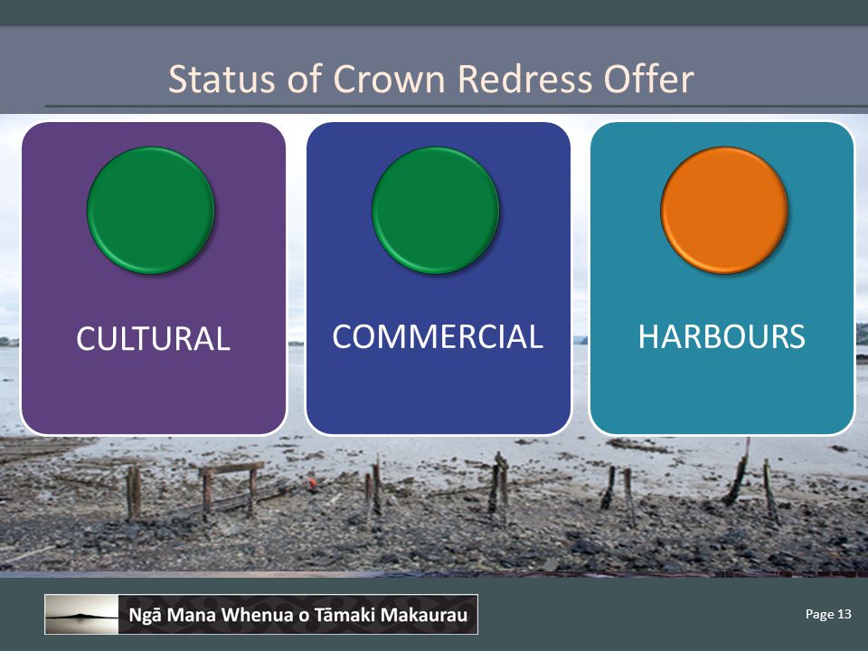 Page 13 Status of Crown Redress Offer CULTURAL COMMERCIALHARBOURS