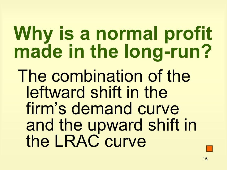 16 Why is a normal profit made in the long-run.