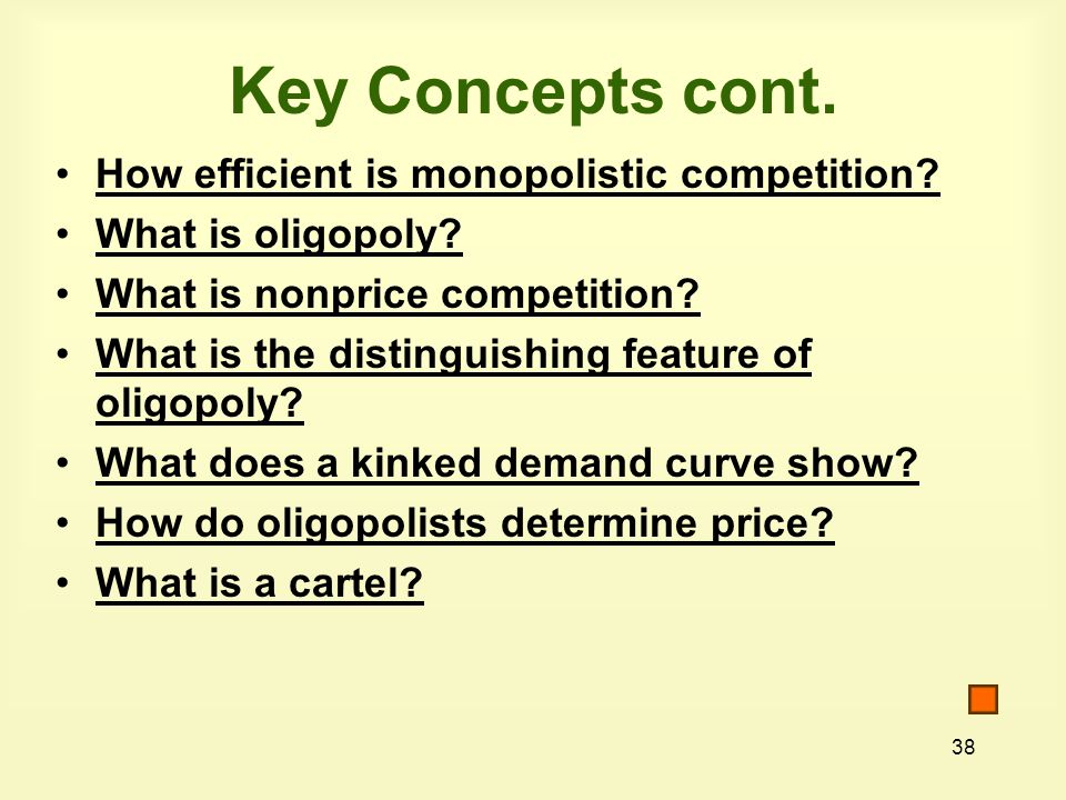 38 How efficient is monopolistic competition. What is oligopoly.