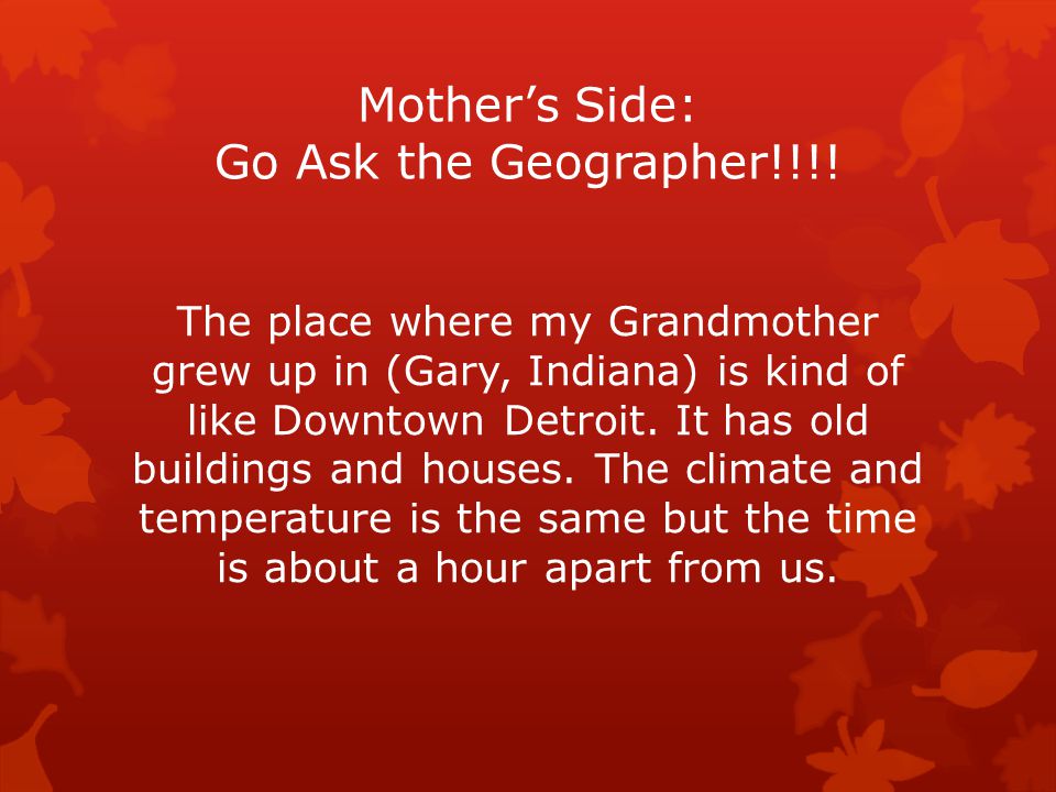 Mother’s Side: Go Ask the Geographer!!!.
