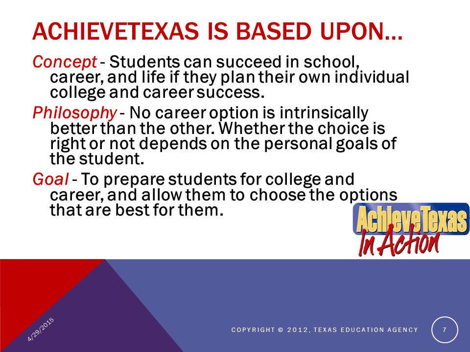 Concept - Students can succeed in school, career, and life if they plan their own individual college and career success.