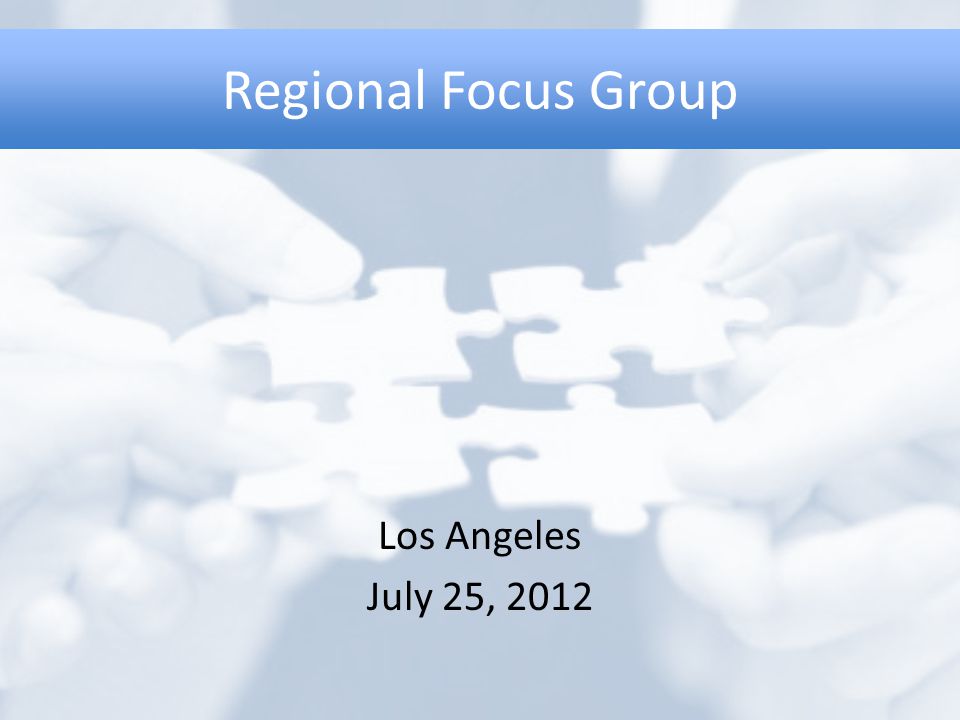 Regional Focus Group Los Angeles July 25, 2012