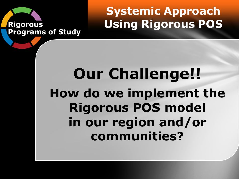 Systemic Approach Using Rigorous POS Our Challenge!.