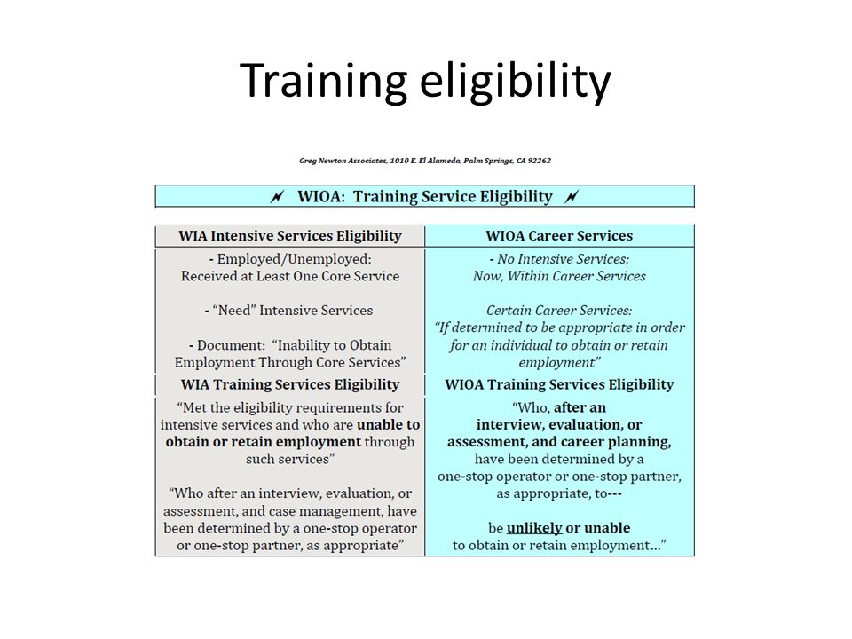 Training eligibility