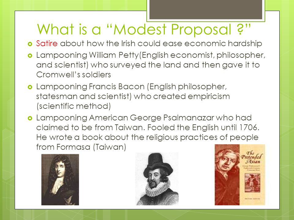 who wrote a modest proposal