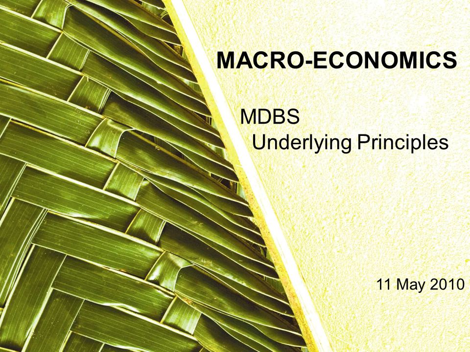 MDBS Underlying Principles MACRO-ECONOMICS 11 May 2010