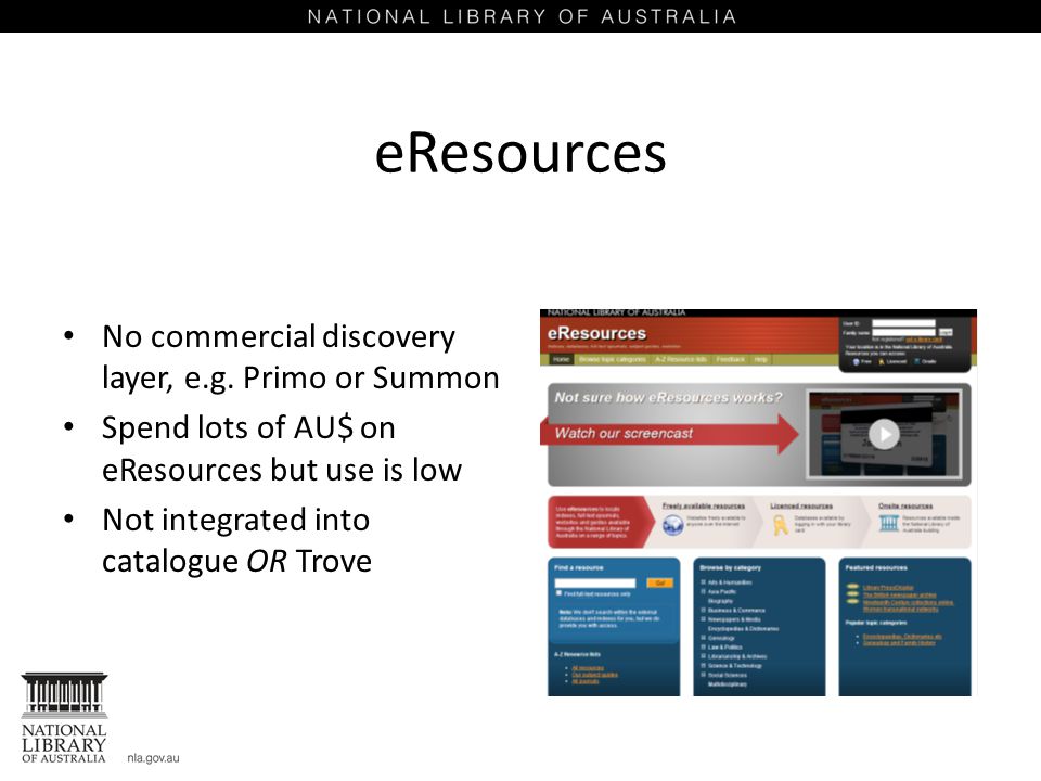 eResources No commercial discovery layer, e.g.