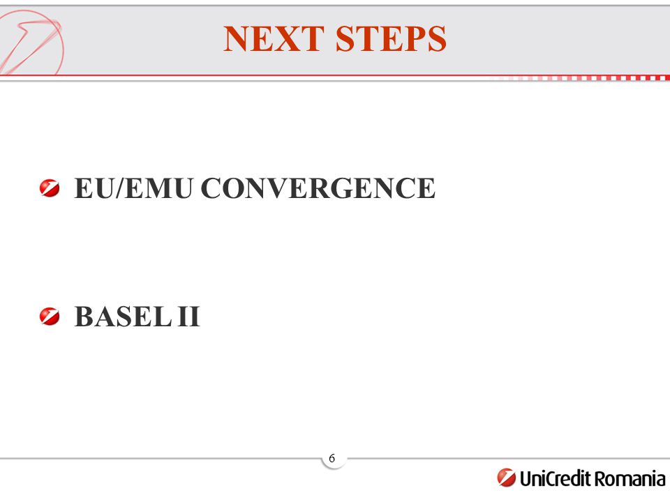 6 EU/EMU CONVERGENCE BASEL II NEXT STEPS