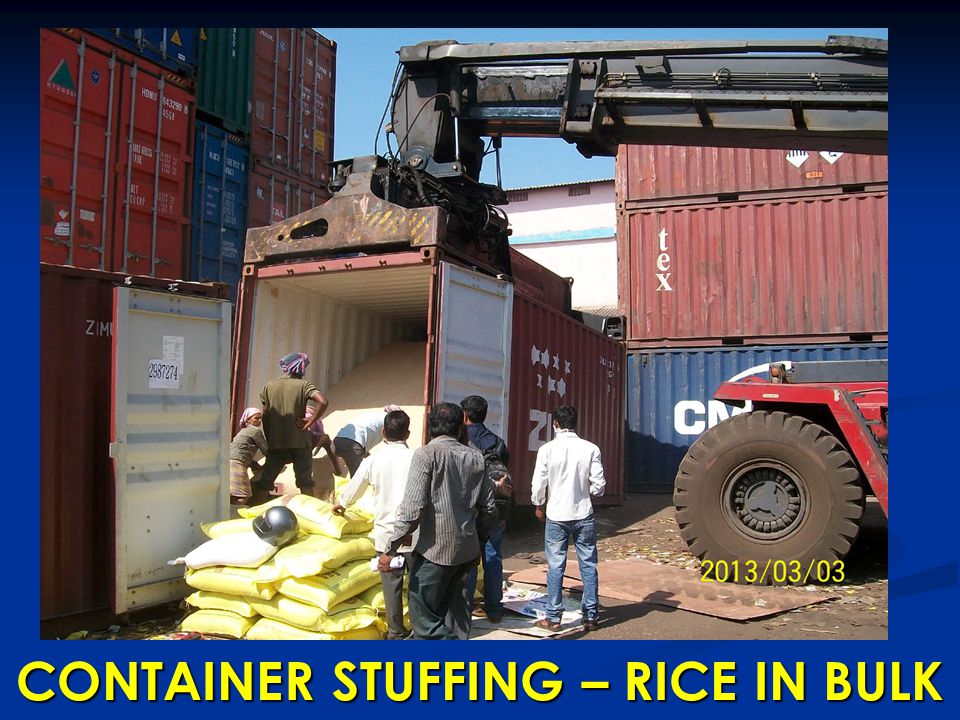 CONTAINER STUFFING – RICE IN BULK