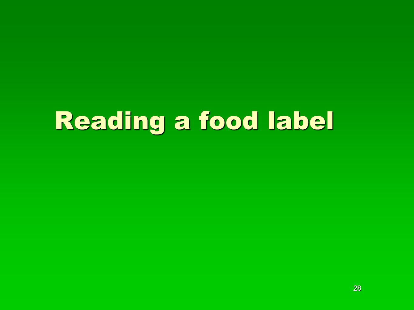 28 Reading a food label
