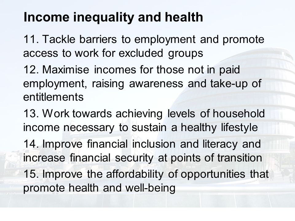 11. Tackle barriers to employment and promote access to work for excluded groups 12.