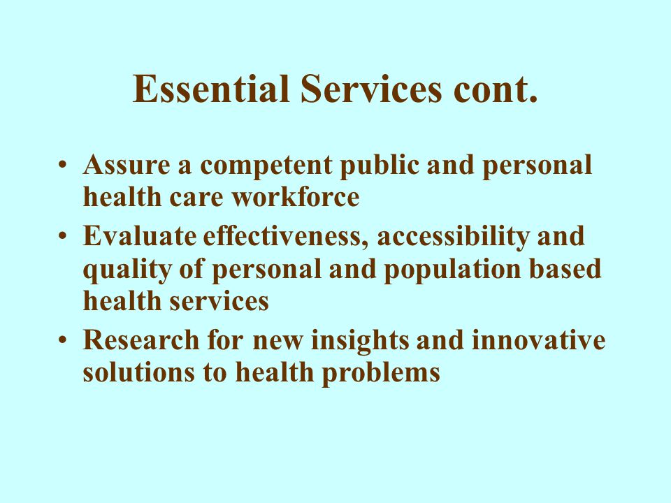 Essential Services cont.