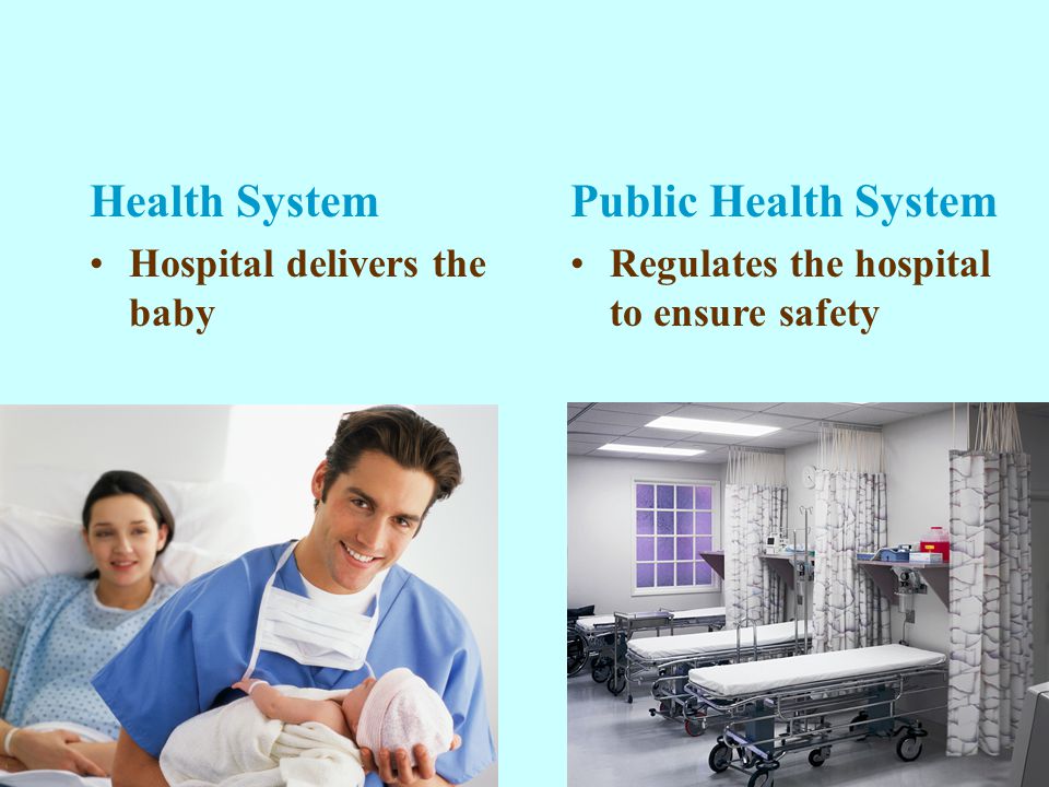 Health System Hospital delivers the baby Public Health System Regulates the hospital to ensure safety