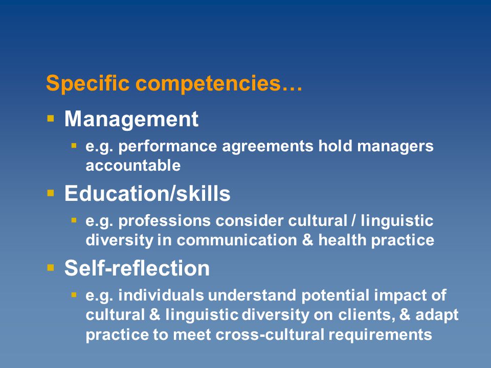 Management  e.g. performance agreements hold managers accountable  Education/skills  e.g.