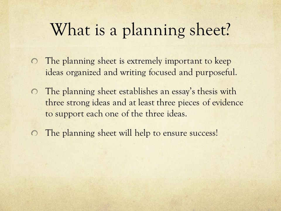 What is a planning sheet.