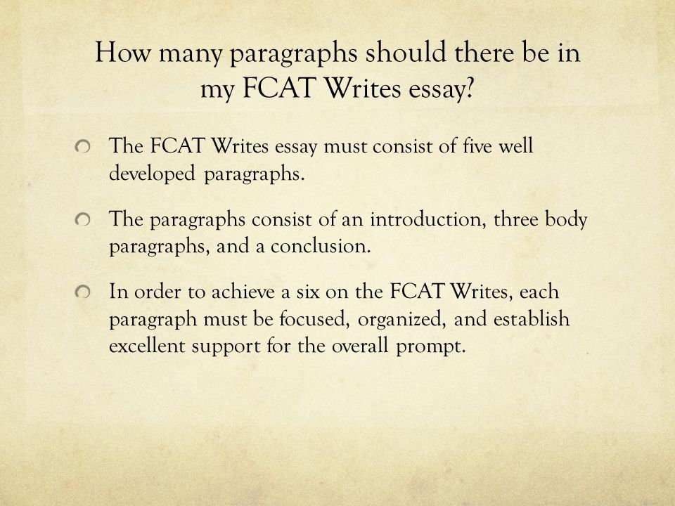 How many paragraphs should there be in my FCAT Writes essay.