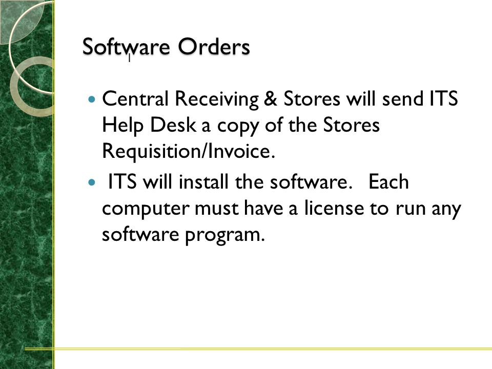 Software Orders Only Adobe, Macromedia, and Microsoft products should be ordered through Central Receiving & Stores.