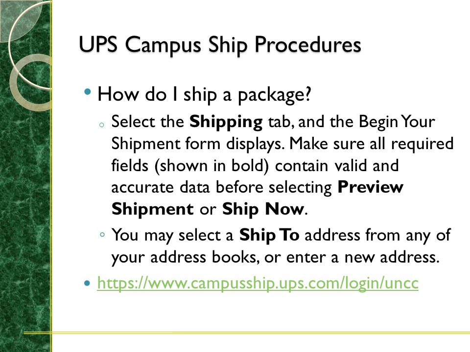 UPS Campus Ship Account Setup 1.