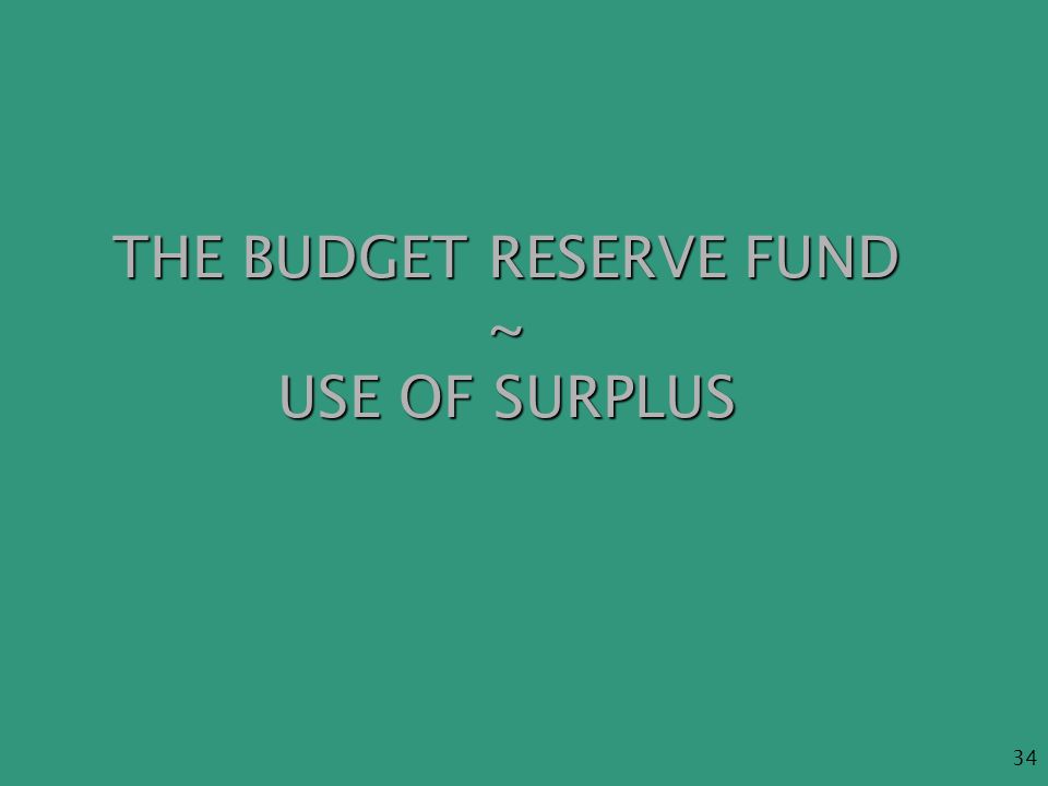 34 THE BUDGET RESERVE FUND ~ USE OF SURPLUS