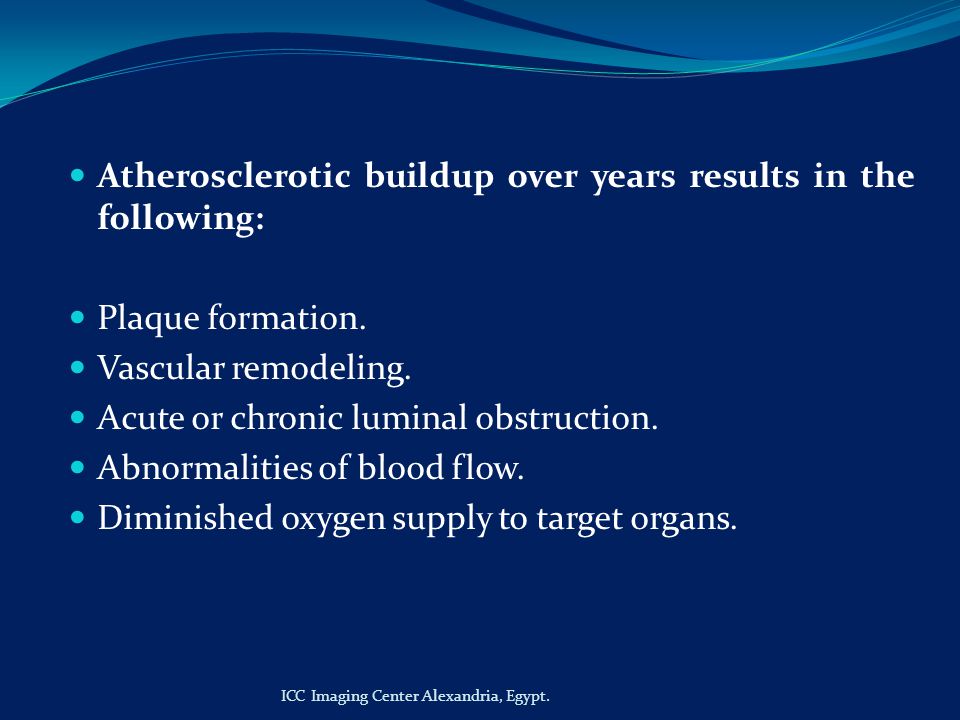 Atherosclerotic buildup over years results in the following: Plaque formation.