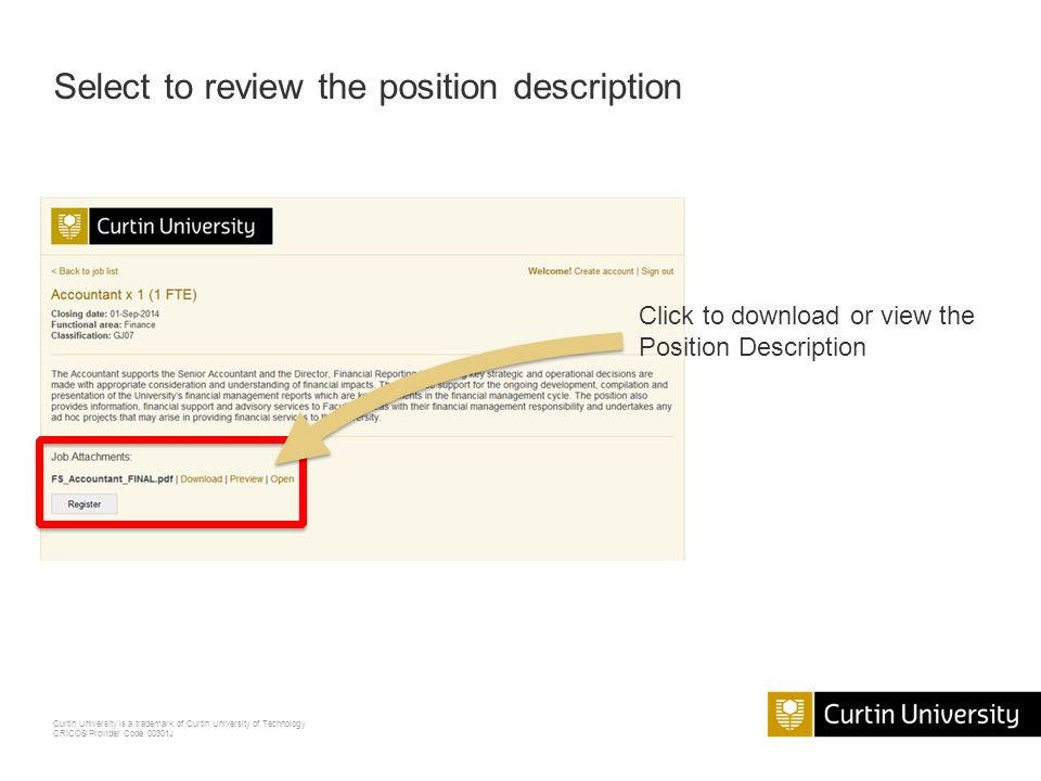 Curtin University is a trademark of Curtin University of Technology CRICOS Provider Code 00301J Select to review the position description Click to download or view the Position Description