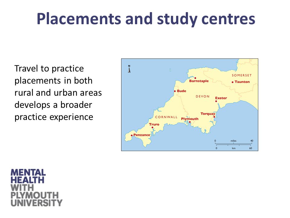 Travel to practice placements in both rural and urban areas develops a broader practice experience Placements and study centres