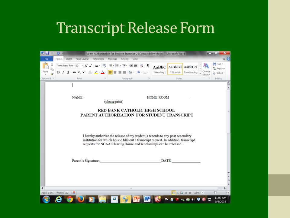 Transcript Release Form