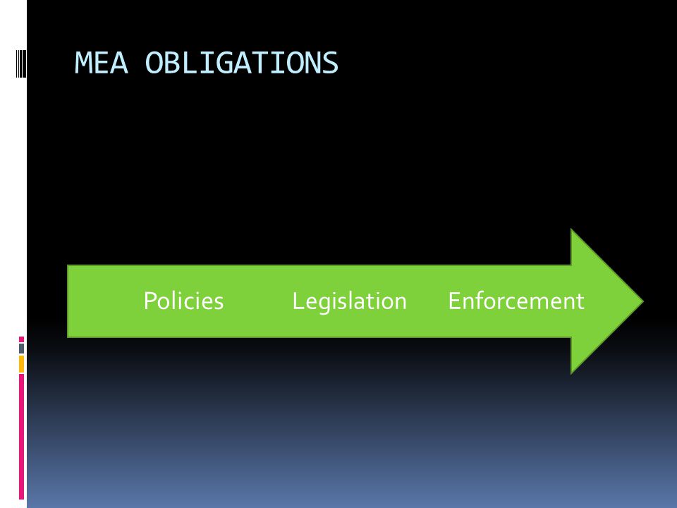 MEA OBLIGATIONS EnforcementLegislation Policies