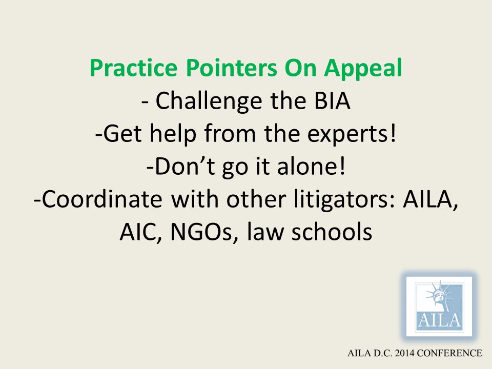 Practice Pointers On Appeal - Challenge the BIA -Get help from the experts.
