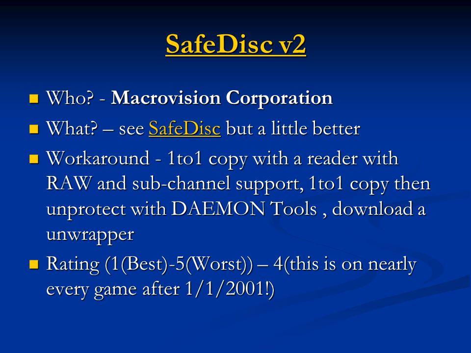 MACROVISION SAFEDISC DRIVER FOR WINDOWS MAC MACROVISION SAFEDISC 64BIT DRIVER DOWNLOAD