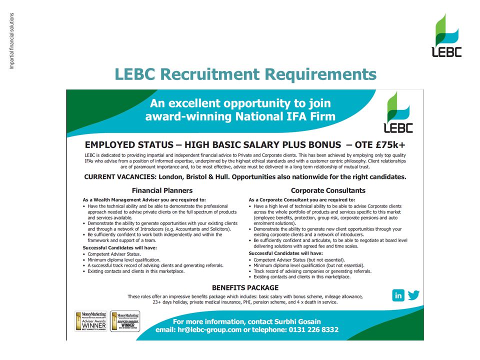 LEBC Recruitment Requirements
