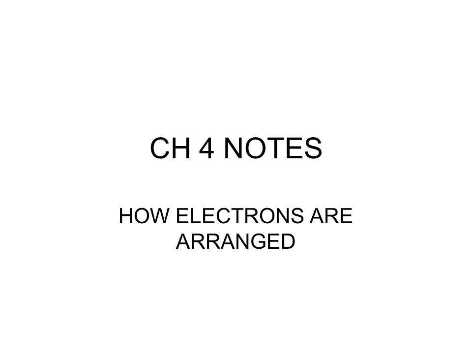 CH 4 NOTES HOW ELECTRONS ARE ARRANGED