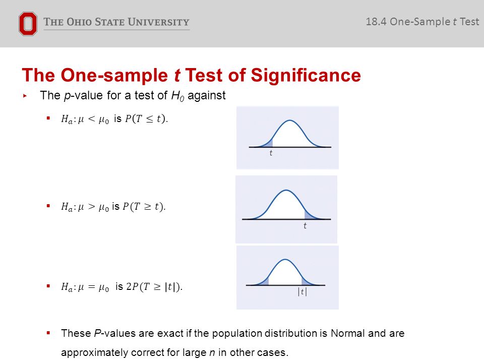 The One-sample t Test of Significance 18.4 One-Sample t Test