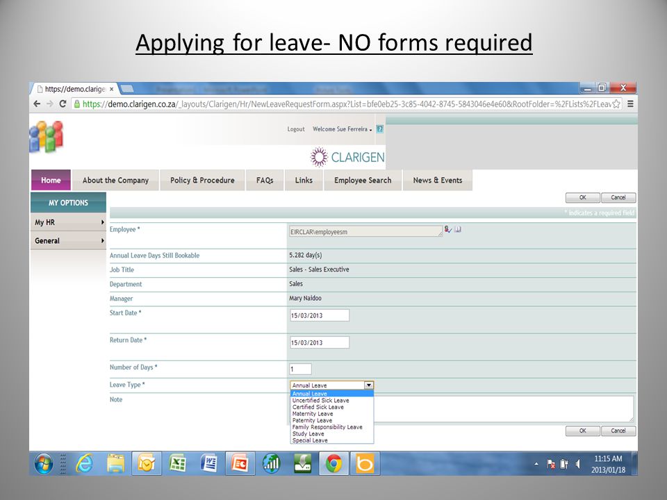 Applying for leave- NO forms required