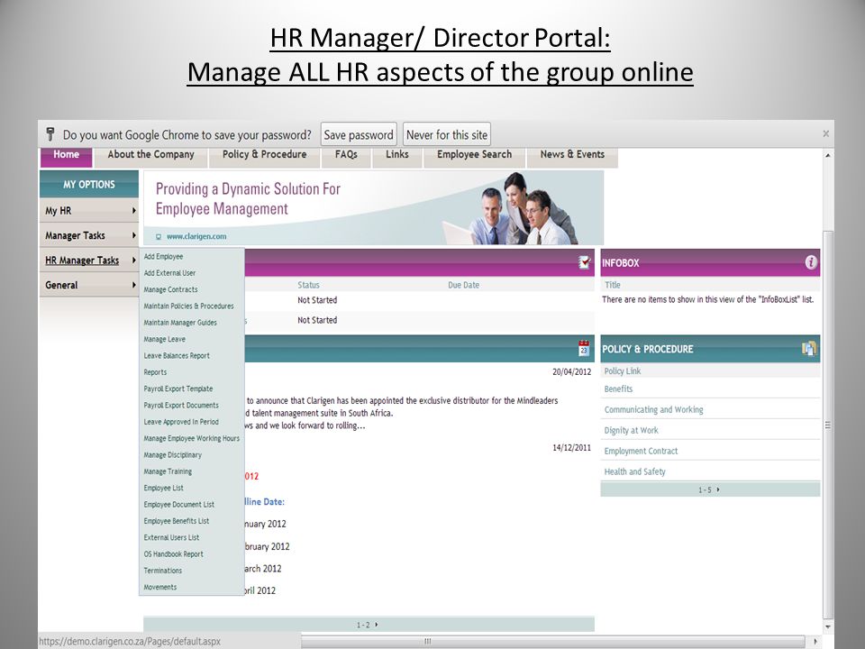 HR Manager/ Director Portal: Manage ALL HR aspects of the group online