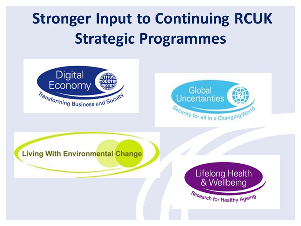 Stronger Input to Continuing RCUK Strategic Programmes