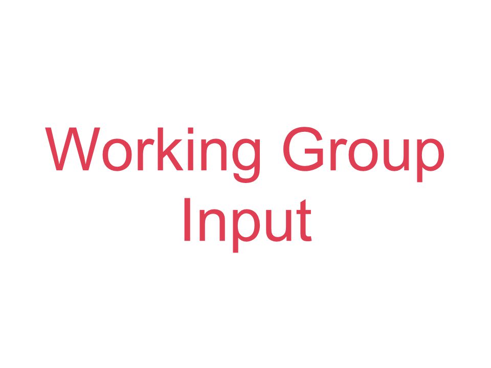 Working Group Input