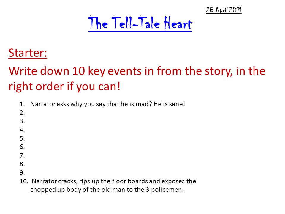 The Tell Tale Heart Plot Chart