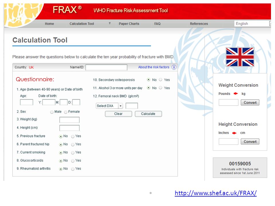 The FRAX tool for Osteoporosis Should all GP's be calculating the Frax  score prior to treatment Dr Sanjeev Patel Consultant Physician & Senior  Lecturer. - ppt download