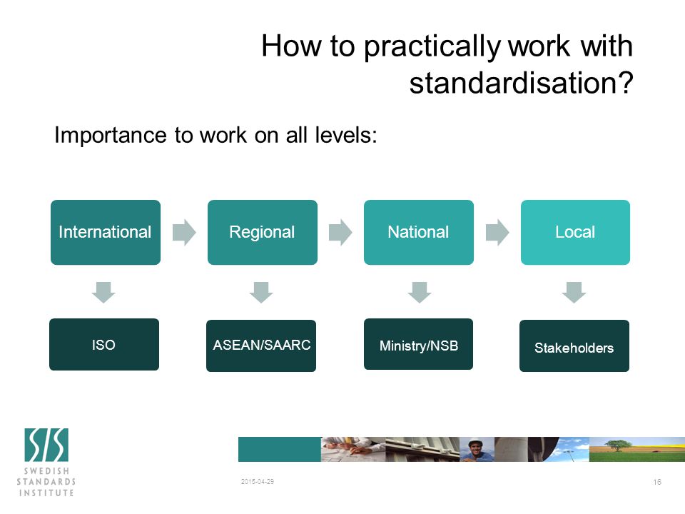 How to practically work with standardisation.