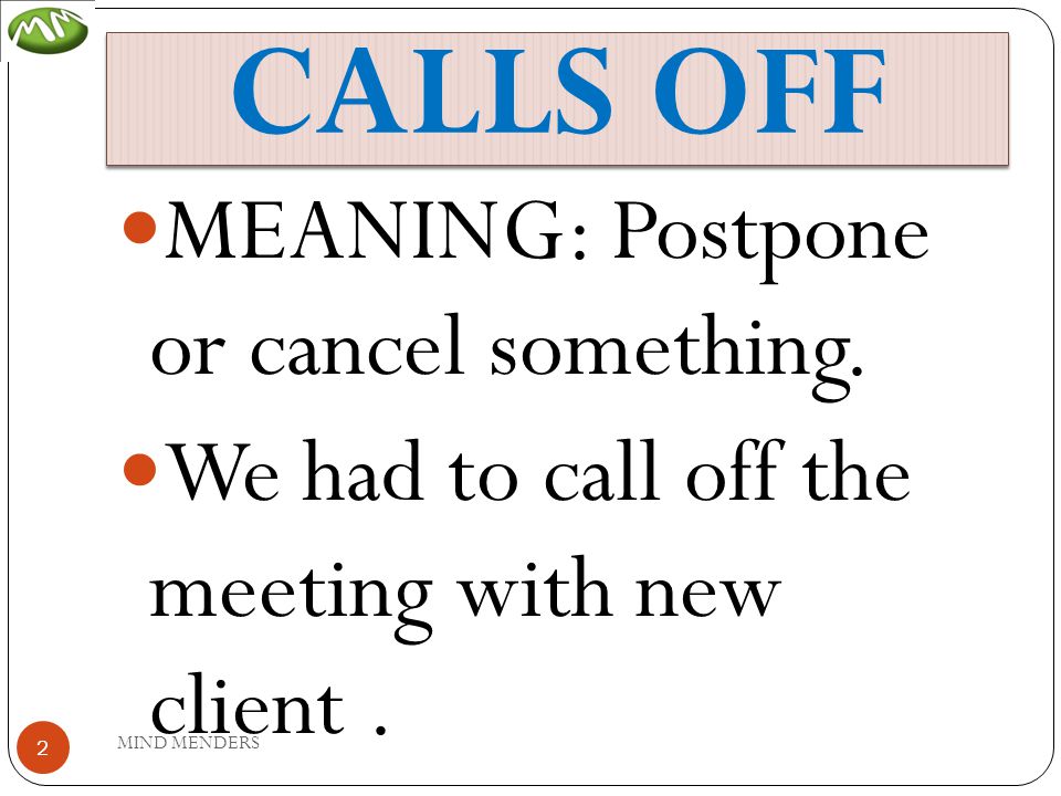 Called off meaning