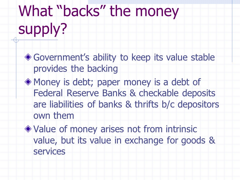 What backs the money supply.