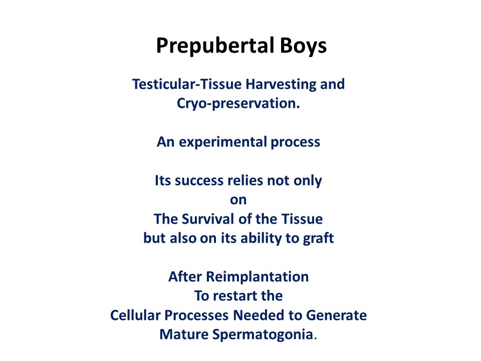 Prepubertal Boys Testicular-Tissue Harvesting and Cryo-preservation.