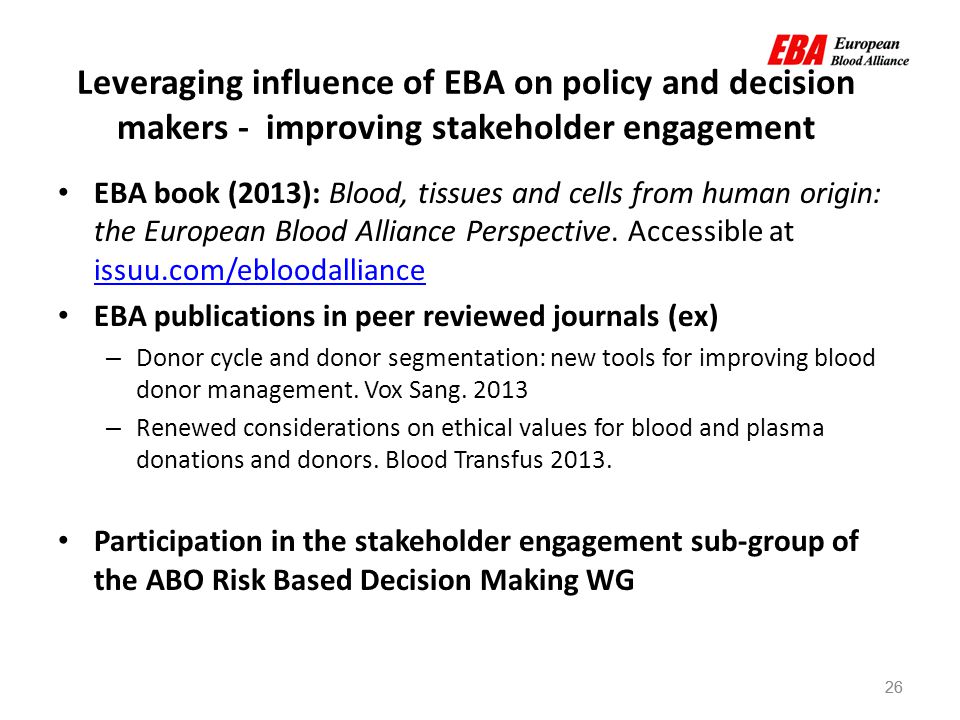About EBA - European Blood Alliance